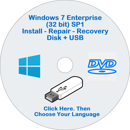 Windows 7 Enterprise Disk + USB 32 Bit
