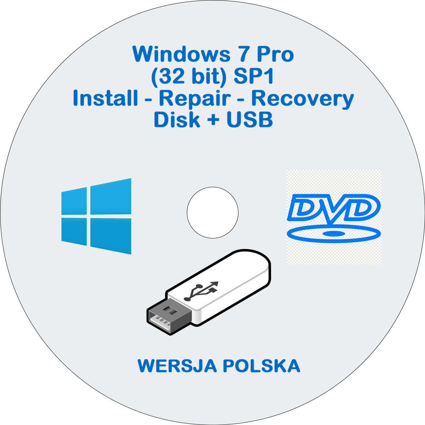 Windows 7 Pro Disk + USB 32 Bit