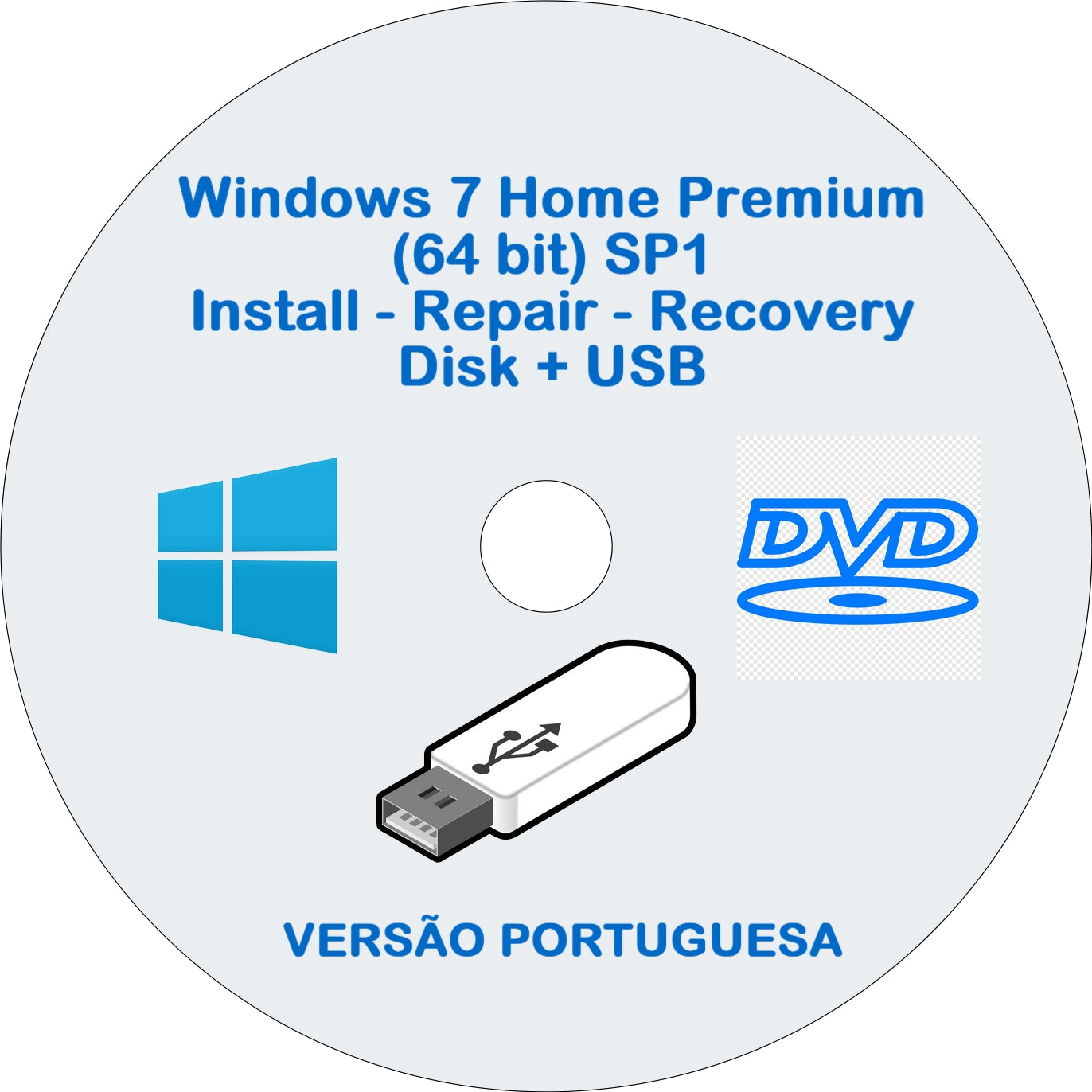 Windows 7 Home Premium Disk + USB 64 Bit